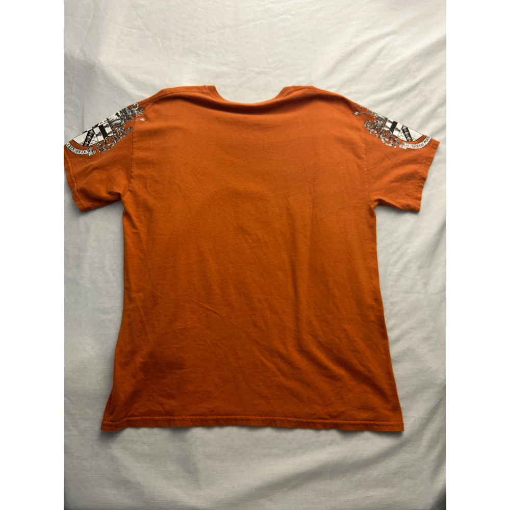 MMA Elite Mens Orange Redemption Cross Graphic T-Shirt Y2K Gothic Size Large - Picture 2 of 8